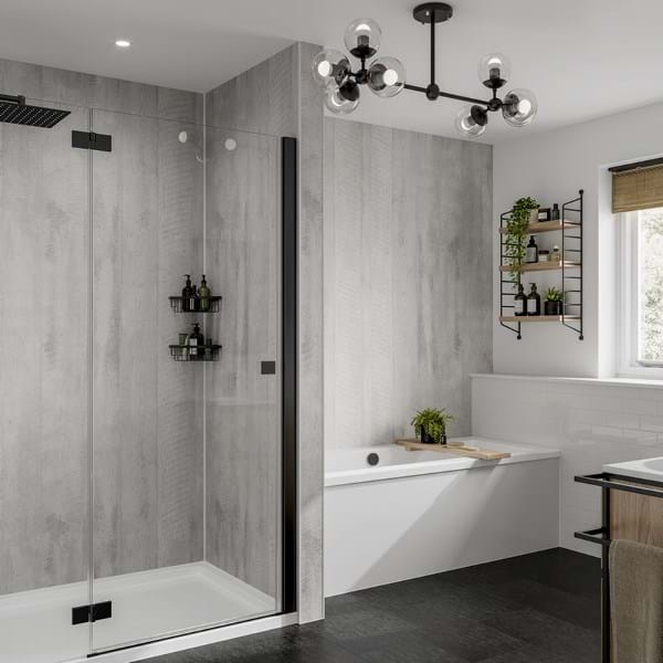 GROUT FREE SHOWER WALL PANELS GREY WOOD